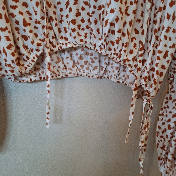 Savanna Jane Womens Rust/Ivory Lightweight Rayon Blouse Spotted Size M - Picture 4 of 8